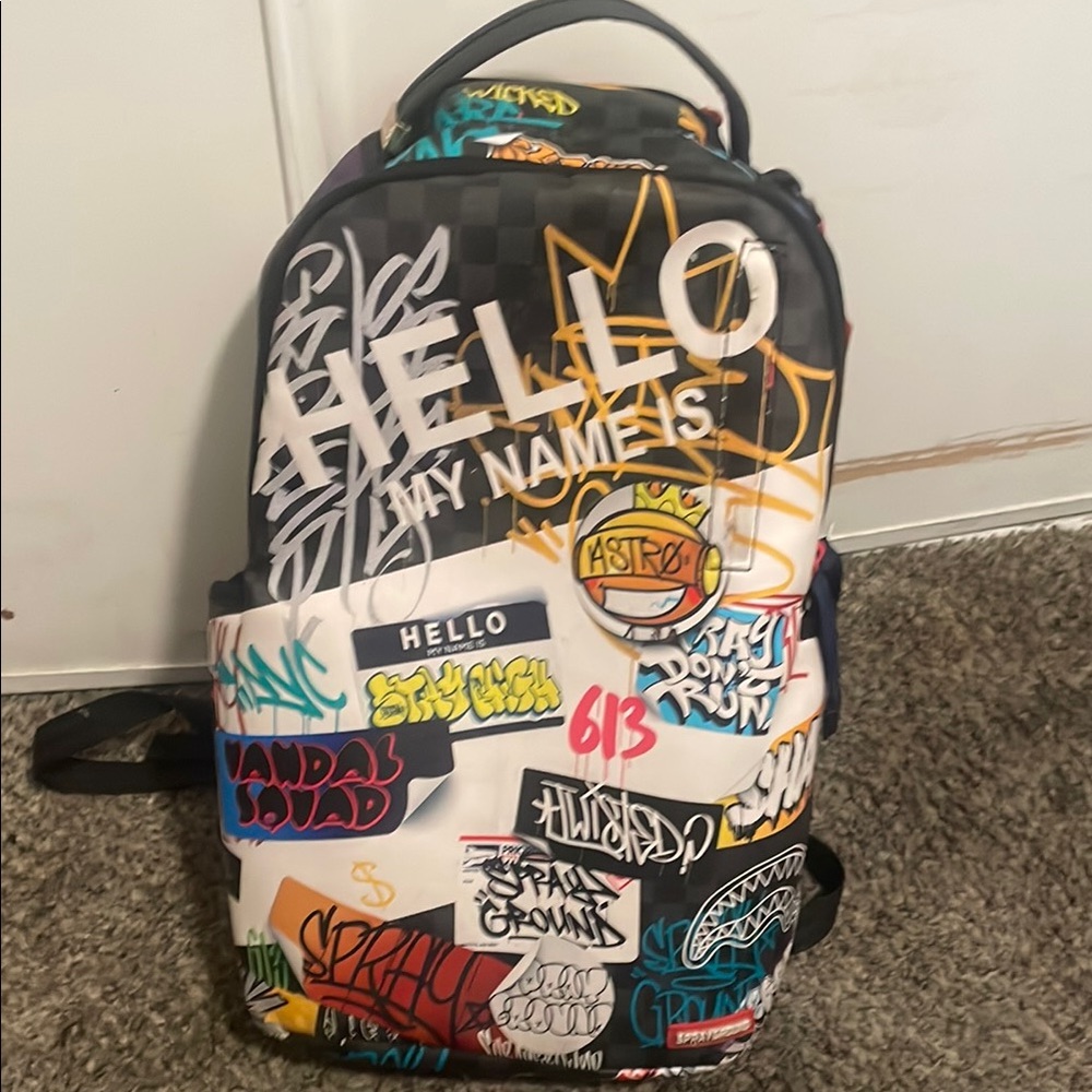 Graffiti Style Backpack with Multicolor Design